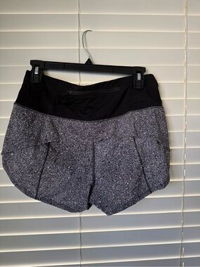 lululemon athletica Black Waistband Gray Speckle Athletic Shorts